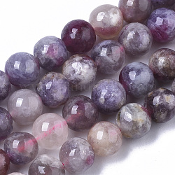 Brins de perles de tourmaline rouge violet naturel, ronde, 10mm, Trou: 0.9mm, environ 40 pcs / brin, 15.75 pouce (40 cm)