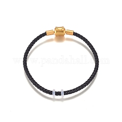 Fabrication de bracelets de style européen en fil d'acier inoxydable tressé, avec perles en silicone et fermoirs en laiton, Plaqué longue durée, noir, 7-1/4 pouce (18.3 cm), 2.3mm
