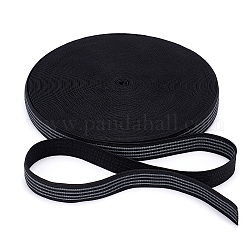 Ruban élastique en polyester, avec du caoutchouc, bande antidérapante, noir, 25x1.5mm, 30m/rouleau