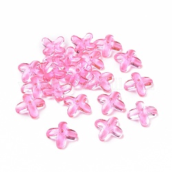 Стеклянные бусины, для изготовления ювелирных изделий, цветок, розовый жемчуг, 9.5x9.5x3.5 мм, отверстие : 1 мм