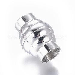 304 Magnetverschluss aus Edelstahl mit Klebeenden, Oval, Edelstahl Farbe, 16.5x12.5 mm, Bohrung: 7 mm