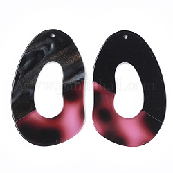Grandi pendenti in cellulosa acetato (resina), bicolore, nero, 56x35.5x2.5mm, Foro: 1.5 mm