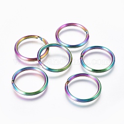 Ion Plating(IP) 304 Stainless Steel Split Key Rings, Keychain Clasp Findings, Rainbow Color, 23.5mm