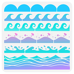 FINGERINSPIRE Sea Waves Stencil 30x30cm Scallop Edge Painting Stencil Plastic 6 Styles Wave & Scallop Border Pattern Stencils Reusable Stencils for Painting on Wood Floor Wall Fabric Home Decor