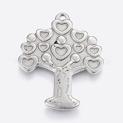 304 Stainless Steel Pendants, Tree, Stainless Steel Color, 30.5x25x2mm, Hole: 1.5mm