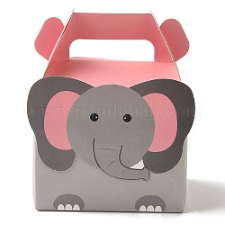 Paper Cupcakes Boxes, Portable Gift Boxes, for Wedding Candy Boxes, Square with Animal Pattern, Elephant Pattern, 8.5x11.5x15cm