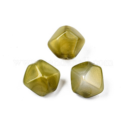 Opaque Acrylic Beads, Two Tone Color, with Glitter Powder, Nuggets, Olive Drab, 17x18.5x15.5mm, Hole: 1.8mm, about 217pcs/500g