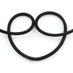 Runde elastische Schnur, mit Faser außen und innen Gummi, Schwarz, 3 mm, ca. 98.42 Yard (90m)/Bündel