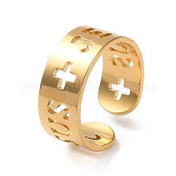 Золотые 304 открытые кольца-манжеты из нержавеющей стали, полый, крестик, внутренний диаметр: 16.8 мм