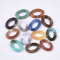 Acrylic Beads, Imitation Gemstone Style, For Cable Chains Making, Oval, Mixed Color, 16x11.5x3mm, Inner Measure: 9x5mm