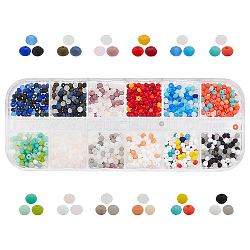 Perles en verre à facettes, mat, rondelle, couleur mixte, 2.5~3.2x1.8~2.6mm, Trou: 0.8mm, 1200 pcs / boîte