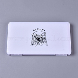 Portable Plastic Mouth Covers Storage Box, Dust-Proof Pollution-Free Container Case, for Disposable Mouth Cover, Bear Pattern, White, 19x11x1.25cm
