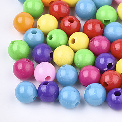 Abalorios de plástico, redondo, color mezclado, 8x7mm, agujero: 2.5 mm, aproximamente 2000 unidades / 500 g