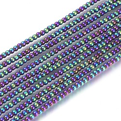FilI di perline in vetro placcato, tondo, pieno placcato, multicolore placcato, 2mm, Foro: 0.6 mm, circa 180pcs/filo, 14.17 pollice (36 cm)