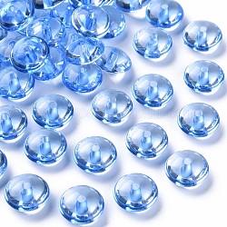Perline acrilico trasparente, rotondo e piatto, blu fiordaliso, 14x7mm, Foro: 2 mm, circa 615pcs/500g