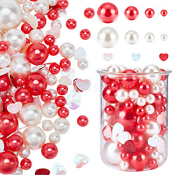 Pandahall elite kits de remplissage de vase saint valentin, perles de gel d'eau rondes en plastique imitation perle incluses, confettis coeur pour la fabrication de bougies flottantes, couleur mixte, 10~30x10~30x0.5~30mm