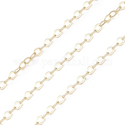 Chaînes de câble en laiton, soudé, véritables chaînes remplies d'or 14 carat, véritable 14k plaqué or, lien: 3.2x2.3x0.3 mm