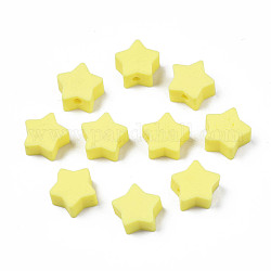 Perline polimero argilla fatto a mano, stella, giallo, 8.5~9x9~9.5x4~5mm, Foro: 1.6 mm