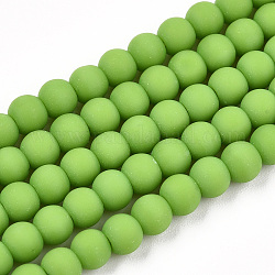 Chapelets de perles en verre opaques, mat, ronde, lime green, 4~4.5mm, Trou: 0.8mm, Environ 97~99 pcs/chapelet, 14.76 pouce ~ 14.96 pouces (37.5~38 cm)