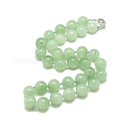 Colliers avec perles en aventurine verte naturelle, avec mousquetons en alliage, ronde, 18.1 pouce ~ 18.5 pouces (46~47 cm), rond: 11.5~12 mm