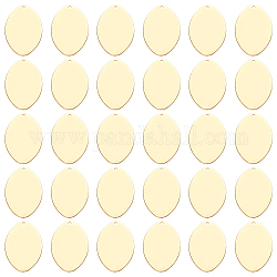 Ciondoli in ottone pandahall elite, ovale, timbratura tag vuoto, oro, 26x18x0.7mm, Foro: 1 mm, 30pcs/scatola