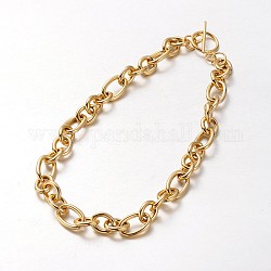 304 collar de cadena rolo de acero inoxidable, con corchetes de la palanca, dorado, 18.5 pulgada (47 cm)