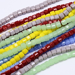 Cube à facettes brins de perles de verre, couleur mixte, 5.5x5.5x5.5mm, Trou: 1mm, Environ 94 pcs/chapelet, 20.4 pouce