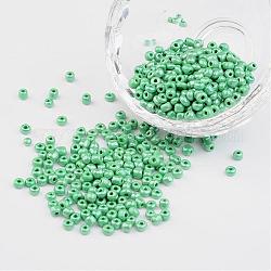 Perline artigianali fai da te 8/0 colori opachi lustri perle di vetro rotonde, verde mare medio, misura:circa3mm di diametro, foro:1mm, circa 1101pcs/50g