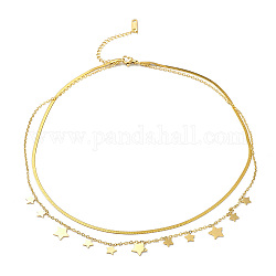 Ионное покрытие (ip) 304 кабель из нержавеющей стали и двухслойные ожерелья в виде елочки, колье со звездами для женщин, золотые, 16.02 дюйм (40.7 см)