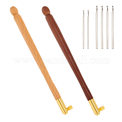 2 ensembles de crochets de tambour en bois 2 couleurs, avec des aiguilles en acier, pour les outils de crochet de broderie française 3d, couleur mixte, 122x12x6mm, 1 set / couleur