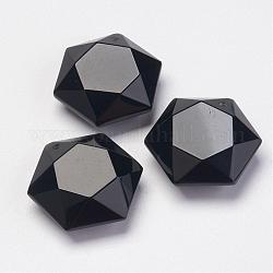 Natürlichen Obsidian Anhänger, Hexagon, 28~29x25x9~10 mm, Bohrung: 1.5 mm