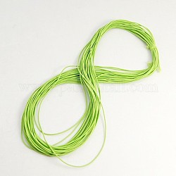 Round Elastic Cords, Made By Rubber, Wraped by Fibre, Yellow Green, 0.6mm, 15m/Bundle