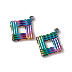 Placcatura ionica (ip) 304 ciondoli in acciaio inossidabile, fascino rombo, colore arcobaleno, 17x15.5x1.7mm, Foro: 1.2 mm