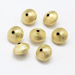 Perles en laiton texturées, sans nickel, Toupie, brut (non plaqué), 10x7mm, Trou: 2mm