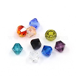 Austrian Crystal Charm Loose Beads for Jewelry Making Findings, Mixed Color Bicone, about 5mm long, 5mm wide, Hole: 1mm