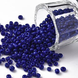 (servicio de reempaquetado disponible) perlas de vidrio, colores opacos semilla, pequeñas cuentas artesanales para hacer joyas de diy, redondo, azul, 8/0, 3mm, aproximamente 12 g / bolsa