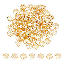 Unicraftale 100 Stück 304 Edelstahl-Blumen-Perlenkappen, goldene Perlen-Endkappen, Filigrane Abstandshalter, Perlenarmbänder, Halsketten, Perlenkappen für DIY-Ohrringe, Schmuckherstellung, Zubehör, Loch 0.8 mm