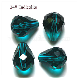 Abalorios de cristal austriaco de imitación, aaa grado, facetados, gota, cian oscuro, 6x8mm, agujero: 0.7~0.9 mm
