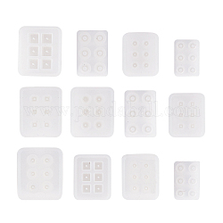 Moules en silicone pour perles de bricolage, moules de résine, pour la résine UV, fabrication de bijoux en résine époxy, blanc, 6~8.2x4~7.1x0.3~2.2 cm, intérieur: 7~16 mm, 12 pièces / kit
