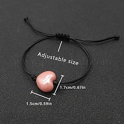 Braccialetti di perline intrecciate in porcellana, braccialetti regolabili in cordoncino cerato da donna, cuore, cuore: 15x17 mm