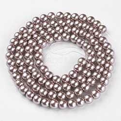 Chapelets de perles en verre nacré, nacré, ronde, chardon, 8mm, Trou: 1mm, Environ 105 pcs/chapelet, 32 pouce