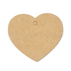 100шт пустые подарочные бирки из крафт-бумаги, сердце, деревесиные, 4.5x5x0.05 см, отверстие : 3.5 мм