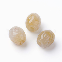 Natürliche myanmarische Jade / burmesische Jadeperlen, Großloch perlen, gefärbt, Oval, 14x13 mm, Bohrung: 4 mm