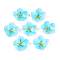 Kunststoff-Perlen, Blume, Deep-Sky-blau, 23x24x6 mm, Bohrung: 1.4 mm