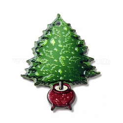 Printed  Acrylic Pendants, for Christmas, Christmas Tree Pattern, 40x30x2mm, Hole: 1.8mm