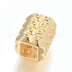 Messing Mikro ebnen Zirkonia Perlen, Rechteck, Transparent, golden, 10.5x8.5x8.5 mm, Bohrung: 4.5x4.5 mm