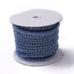Nylon Elastic Ribbon, with Lace, for Jewelry Making, Marine Blue, 1 inch(25mm), 50yards/roll(45.72m/roll)