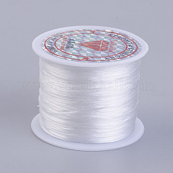 Cuerda de cristal elástica plana, Hilo de cuentas elástico, para hacer la pulsera elástica, blanco, 0.5mm, alrededor de 49.21 yarda (45 m) / rollo