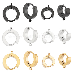 UNICRAFTALE 12 Pcs 3 Colors 304 Stainless Steel Huggie Hoop Earrings Findings 12~15.5mm Long Hoop Earrings DIY Hypoallergenic Huggie Earrings with Loop for Women DIY Earring Jewelry Making