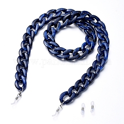 Brillenketten, Halsband für Brillen, mit Acryl Bordsteinketten, 304 Hummerkrallenverschlüsse aus Edelstahl und Gummischlaufenenden, dunkelblau, 30.7 Zoll (78 cm)